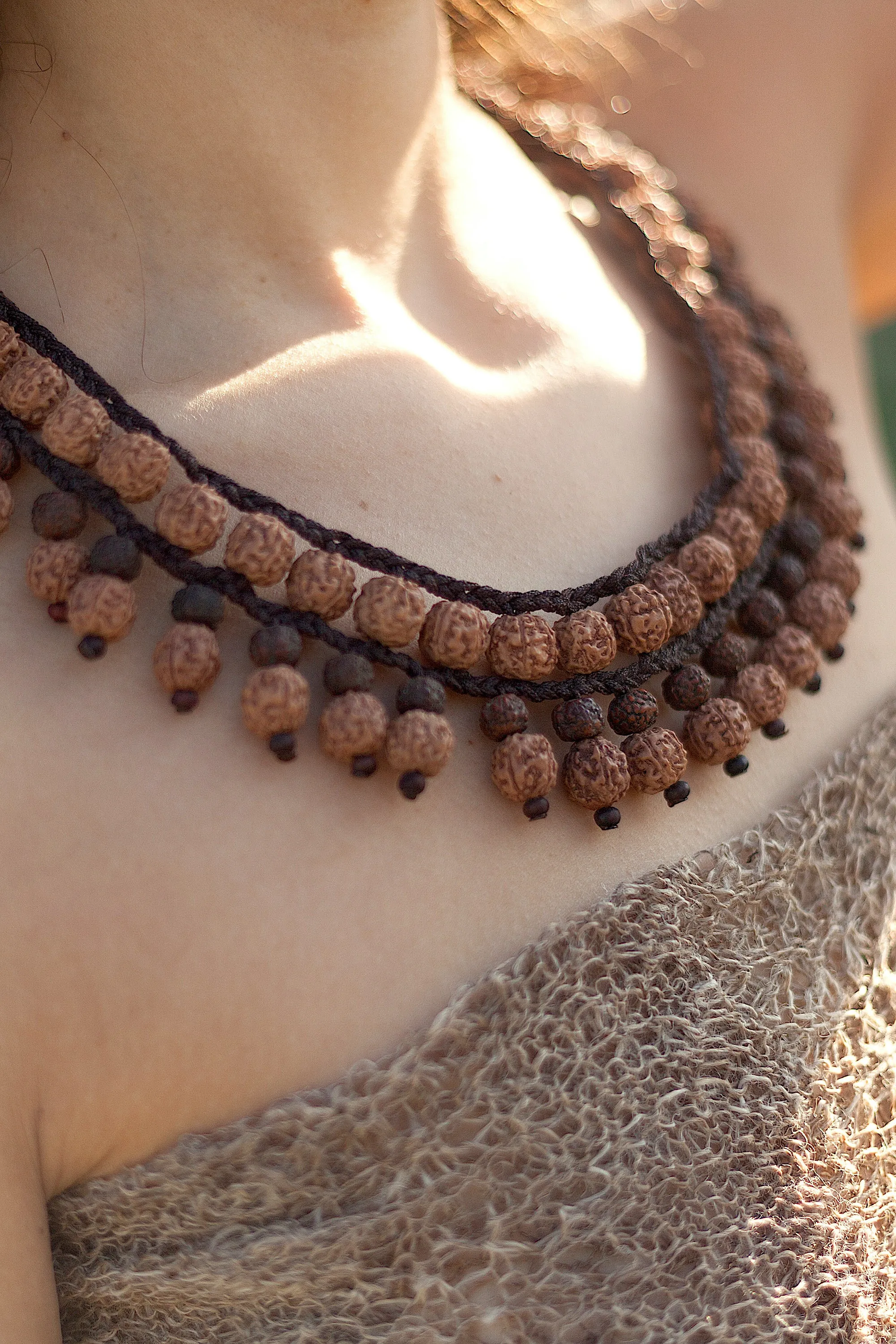 Earth Weave Beaded Necklace ๑ Rudraksha Seeds ๑