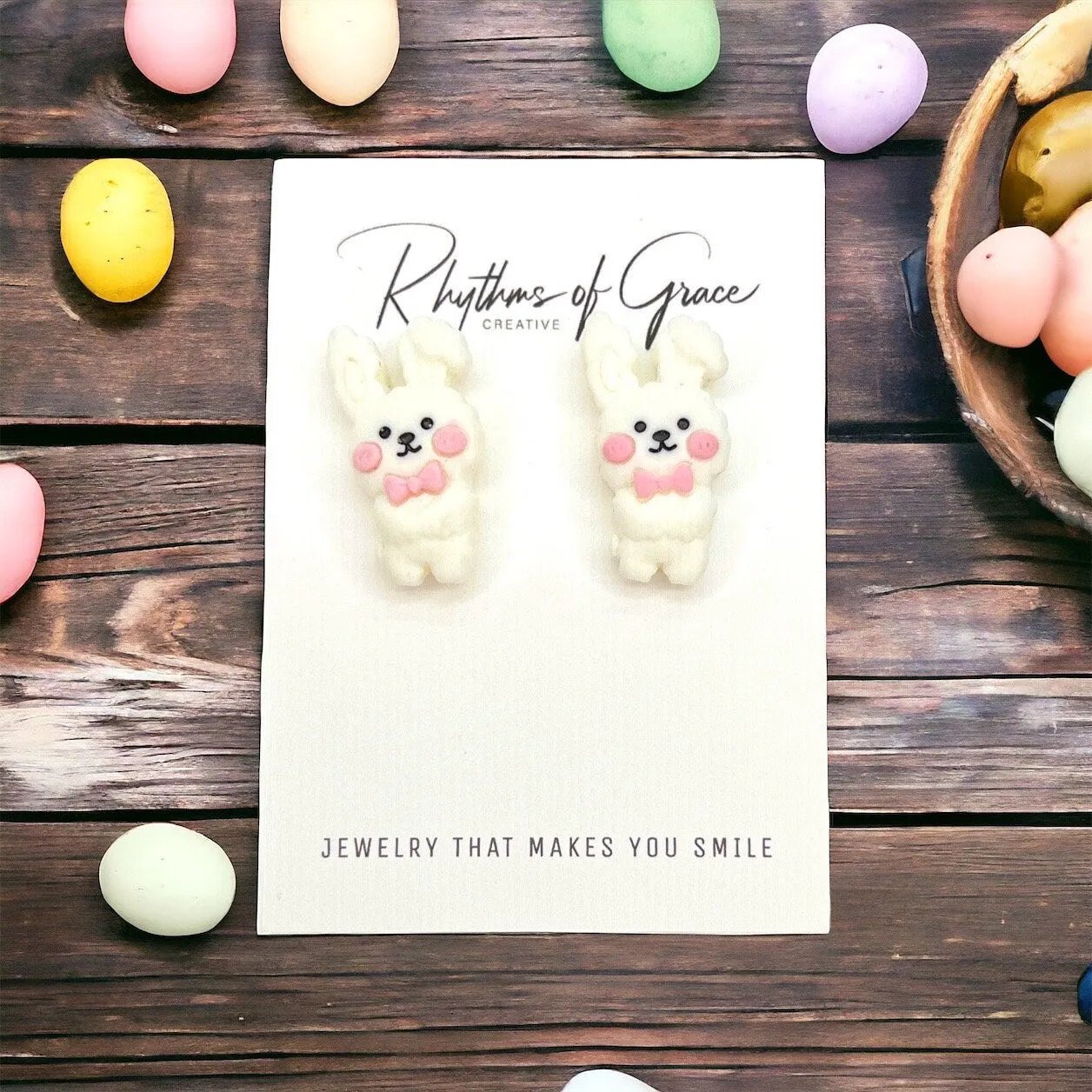 Easter Studs - Bunny Earrings, Happy Easter, Easter Bunny, Easter Earrings, Easter Egg, Easter Accessories, Easter Basket, Rabbit Jewelry