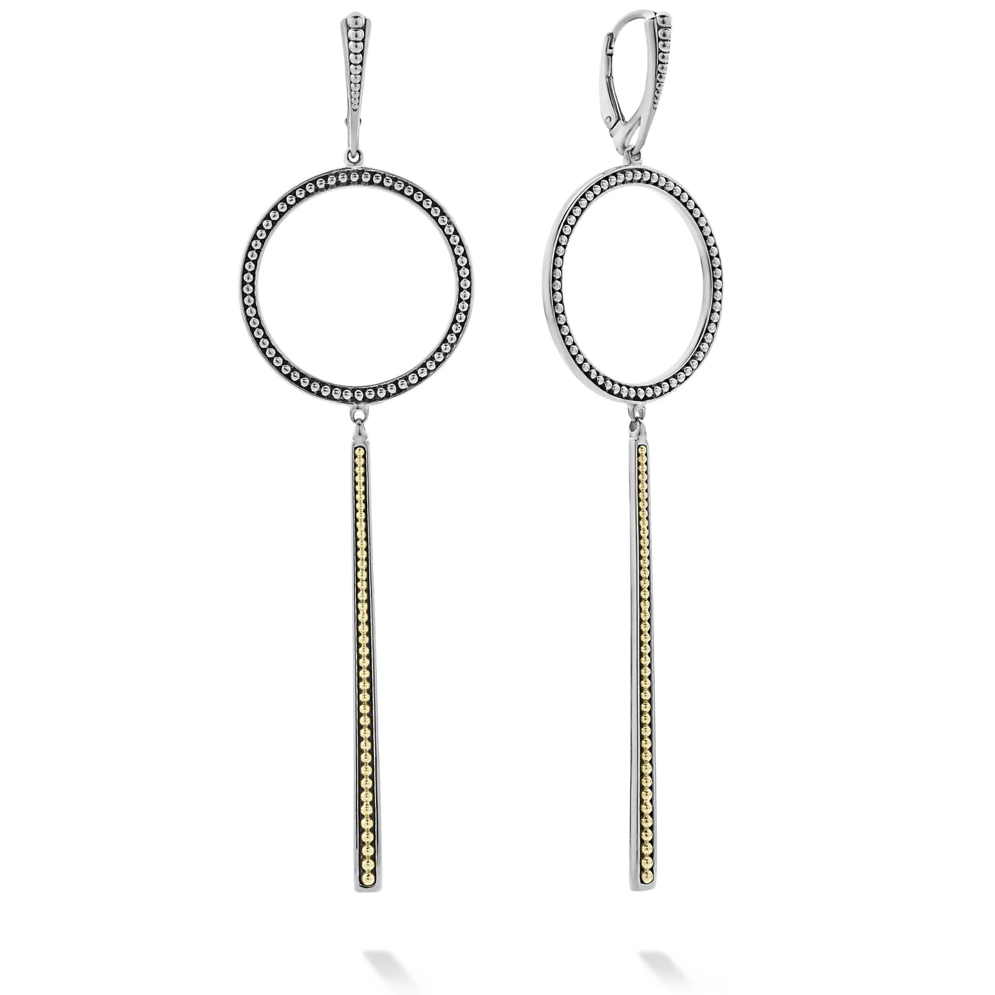 Enso Two-Tone Circle Linear Drop Earrings