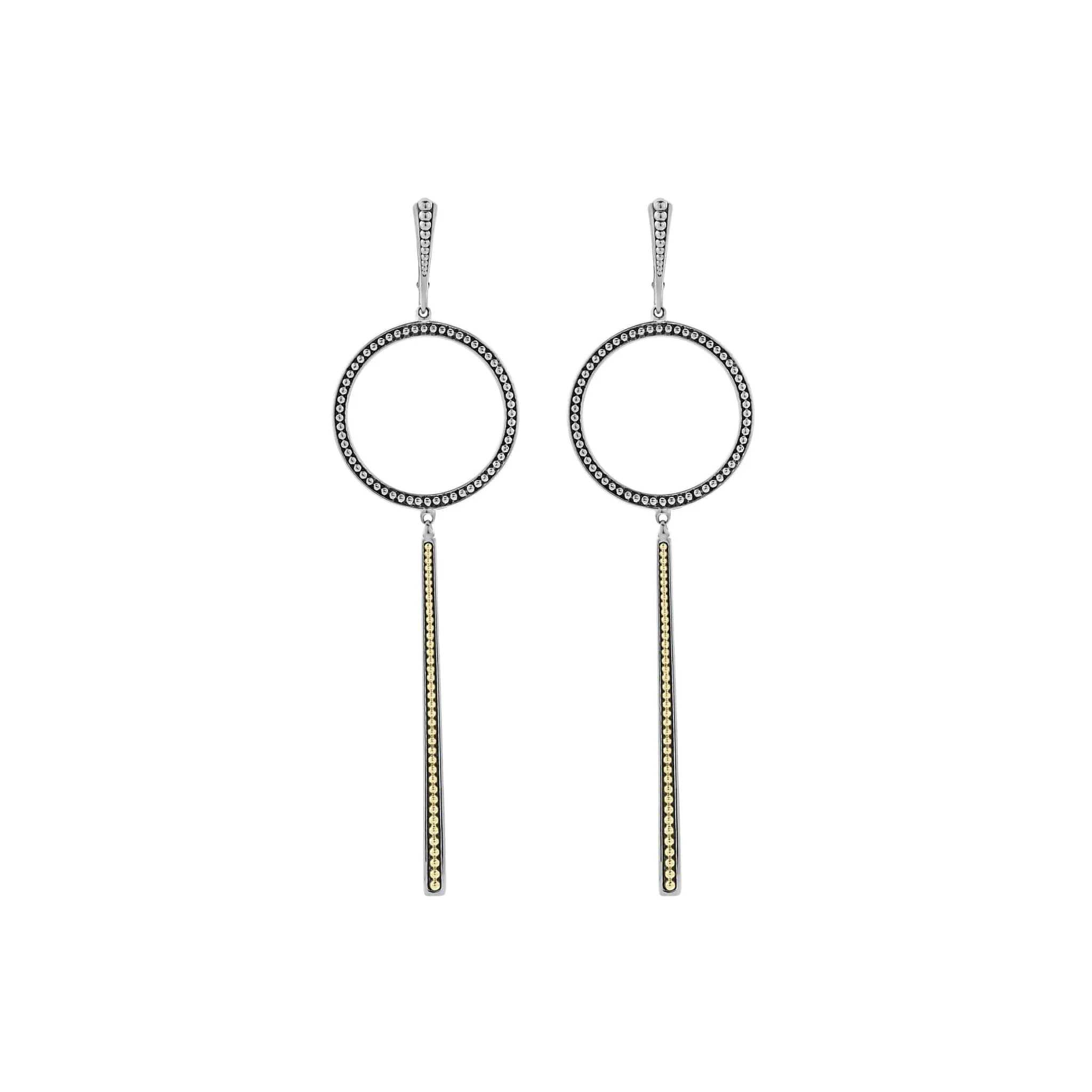 Enso Two-Tone Circle Linear Drop Earrings