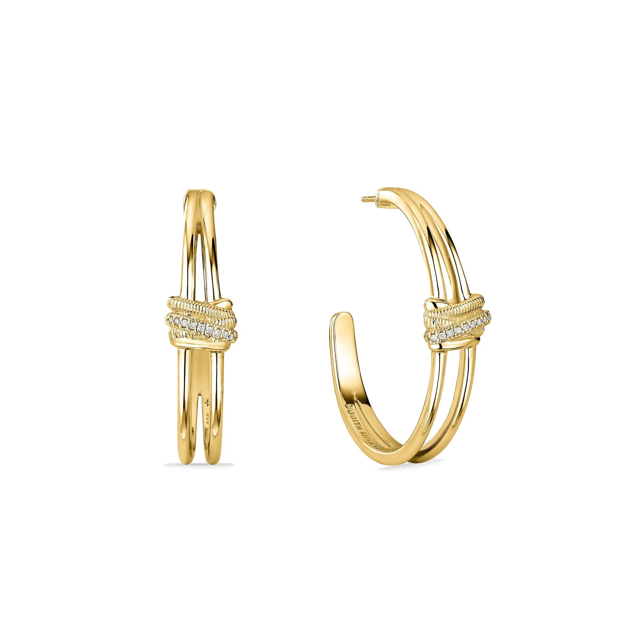 Eternity Highway Hoop Earrings with Diamonds in 18K