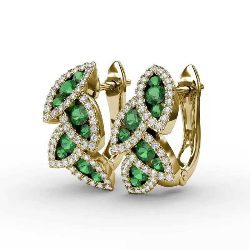 Fana Dramatic Emerald and Diamond Leaf Earrings