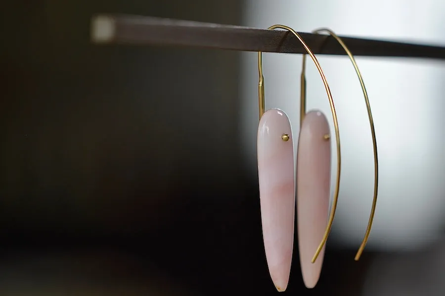 Feather Earrings in Pink Opal