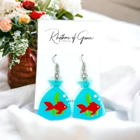 Fish Earrings, Fish Jewelry, Handmade Earrings, Handmade Jewelry, Animal Earrings, Goldfish, Fair Fish, State Fair, Parish Fair, County Fair