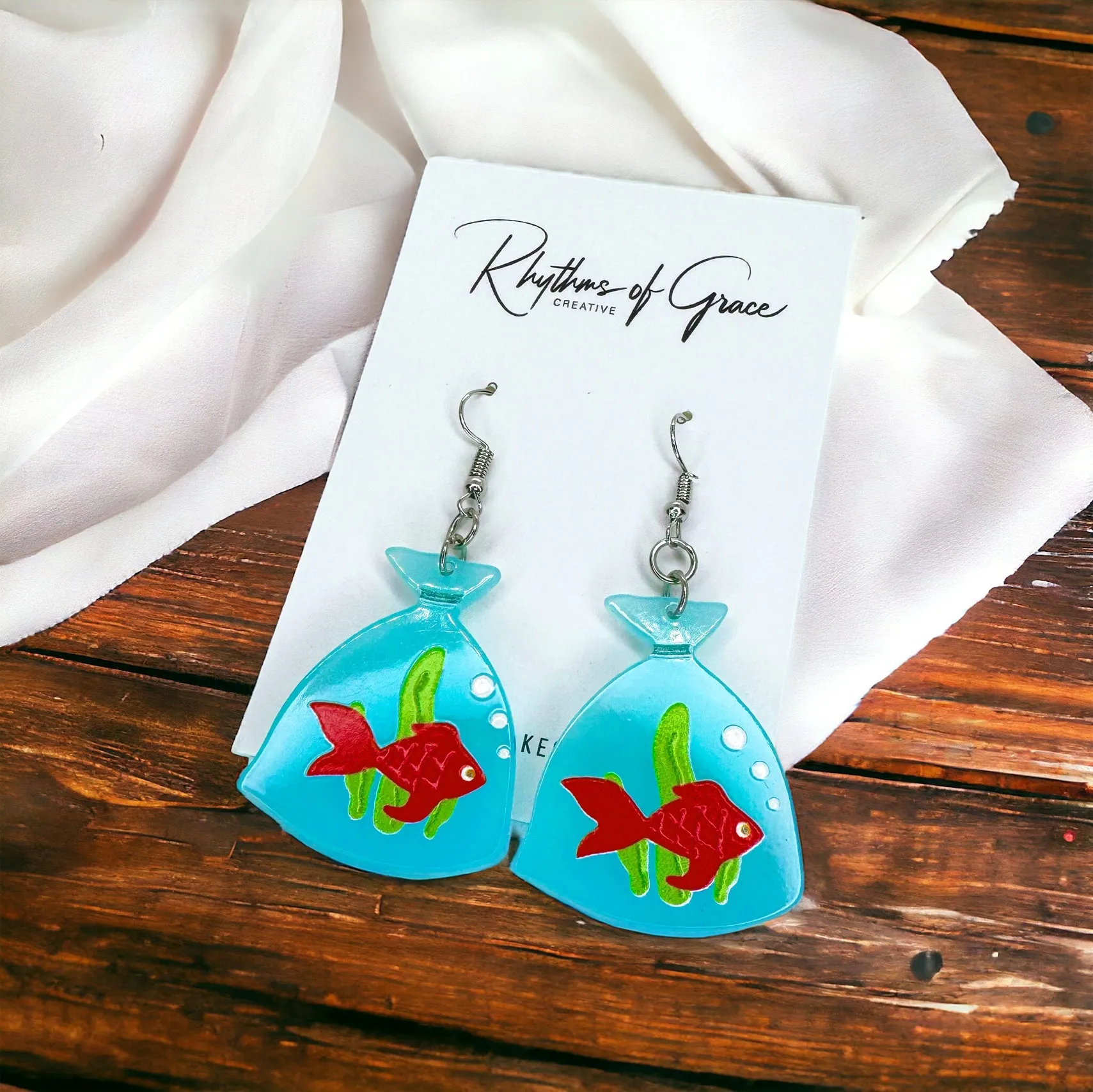 Fish Earrings, Fish Jewelry, Handmade Earrings, Handmade Jewelry, Animal Earrings, Goldfish, Fair Fish, State Fair, Parish Fair, County Fair