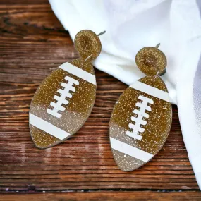 Football Earrings - Football Jewelry, Super Bowl Earrings, Handmade Earrings, Handmade Jewelry, Shell Earrings, Rugby Earrings, Cheerleader, Football Mom