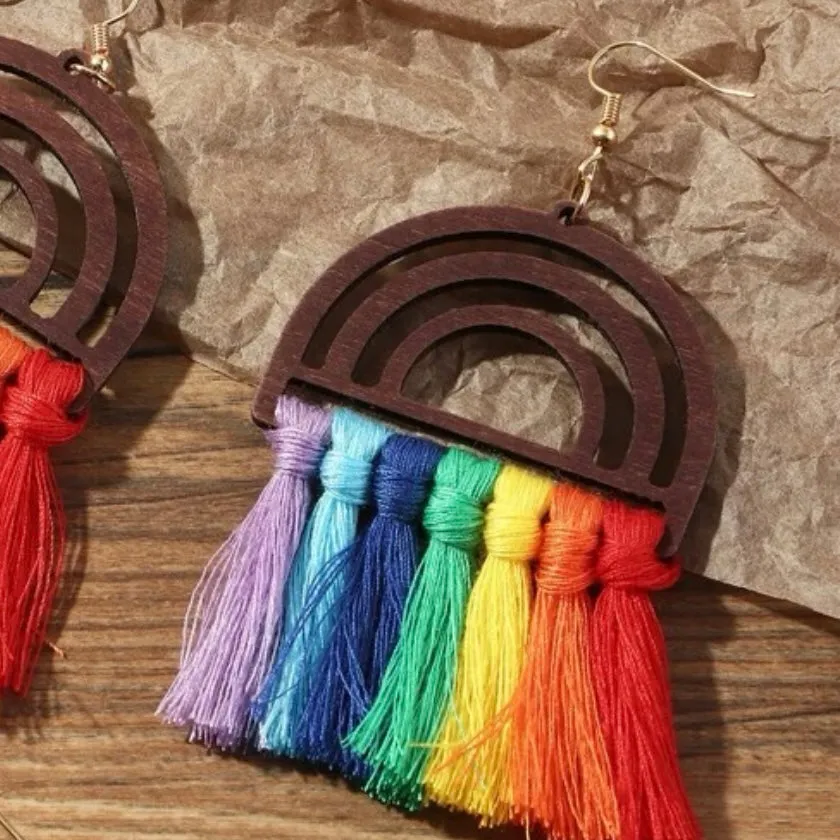 Fringe Rainbow Earrings - Fringe Earrings, PRIDE Accessories, Rainbow Accessories, Pride Parade, LGBTQ, PRIDE Parade