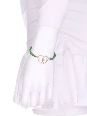 Gold Heart   Rackets Bracelet with Jade Beads