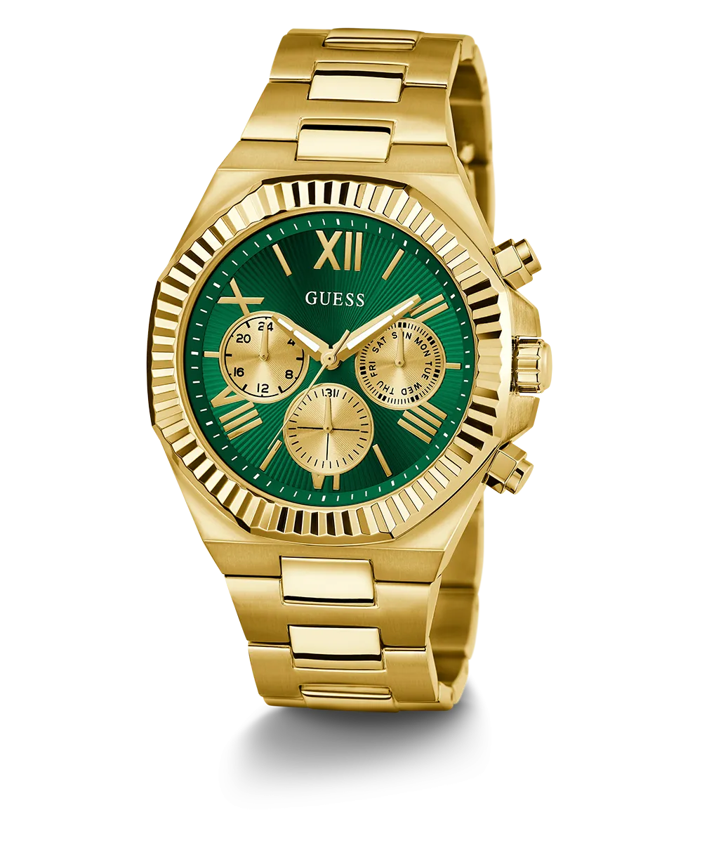 GUESS Mens Gold Tone Multi-function Watch