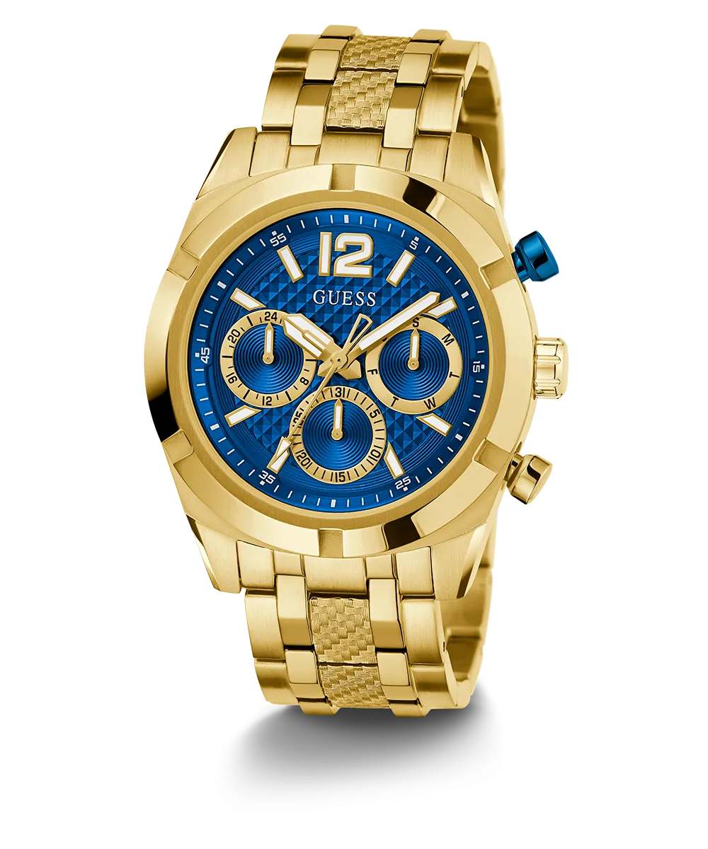 GUESS Mens Gold Tone Multi-function Watch