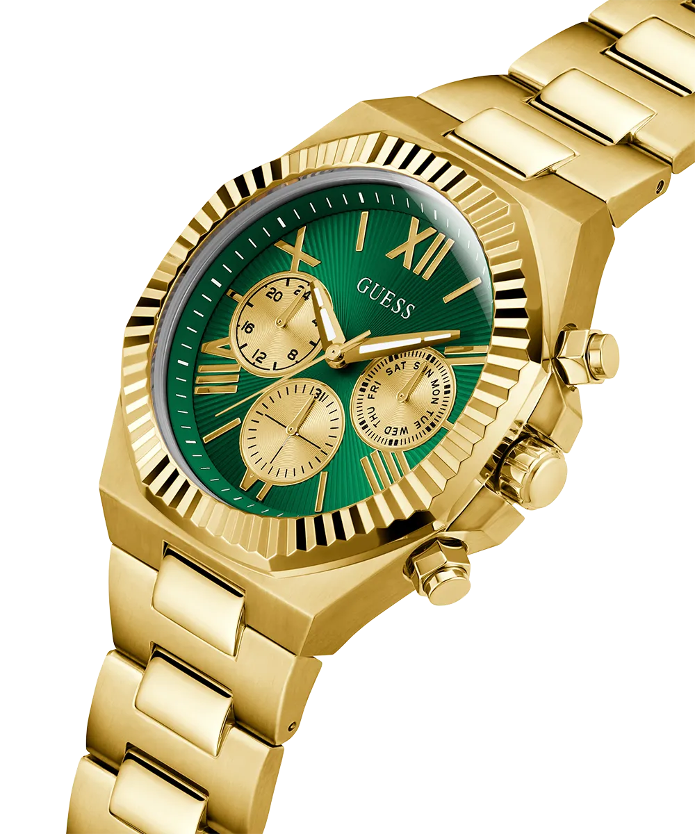 GUESS Mens Gold Tone Multi-function Watch