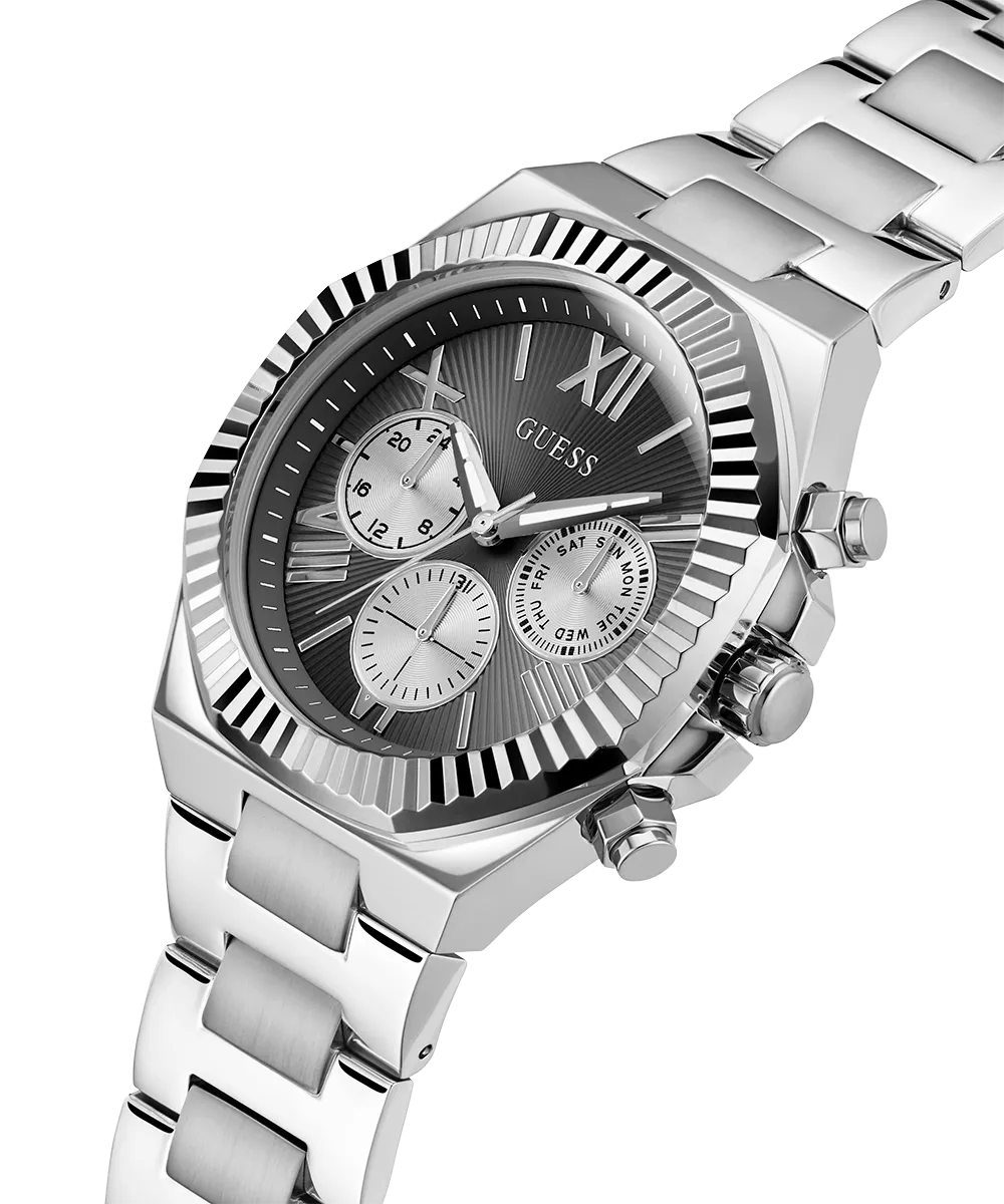 GUESS Mens Silver Tone Multi-function Watch