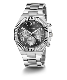 GUESS Mens Silver Tone Multi-function Watch