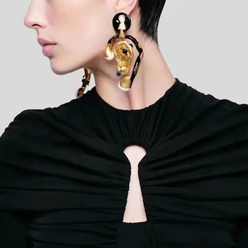 Heard- the Surrealist Dangling Ears and Keyhole Earrings