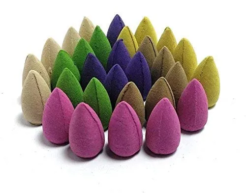 Jiyansh Creation Backflow Polyresin Fountain Cones Agarbattis | Multiple Flavour (Chandan, Mogra, Rose, Lavender) - (100)