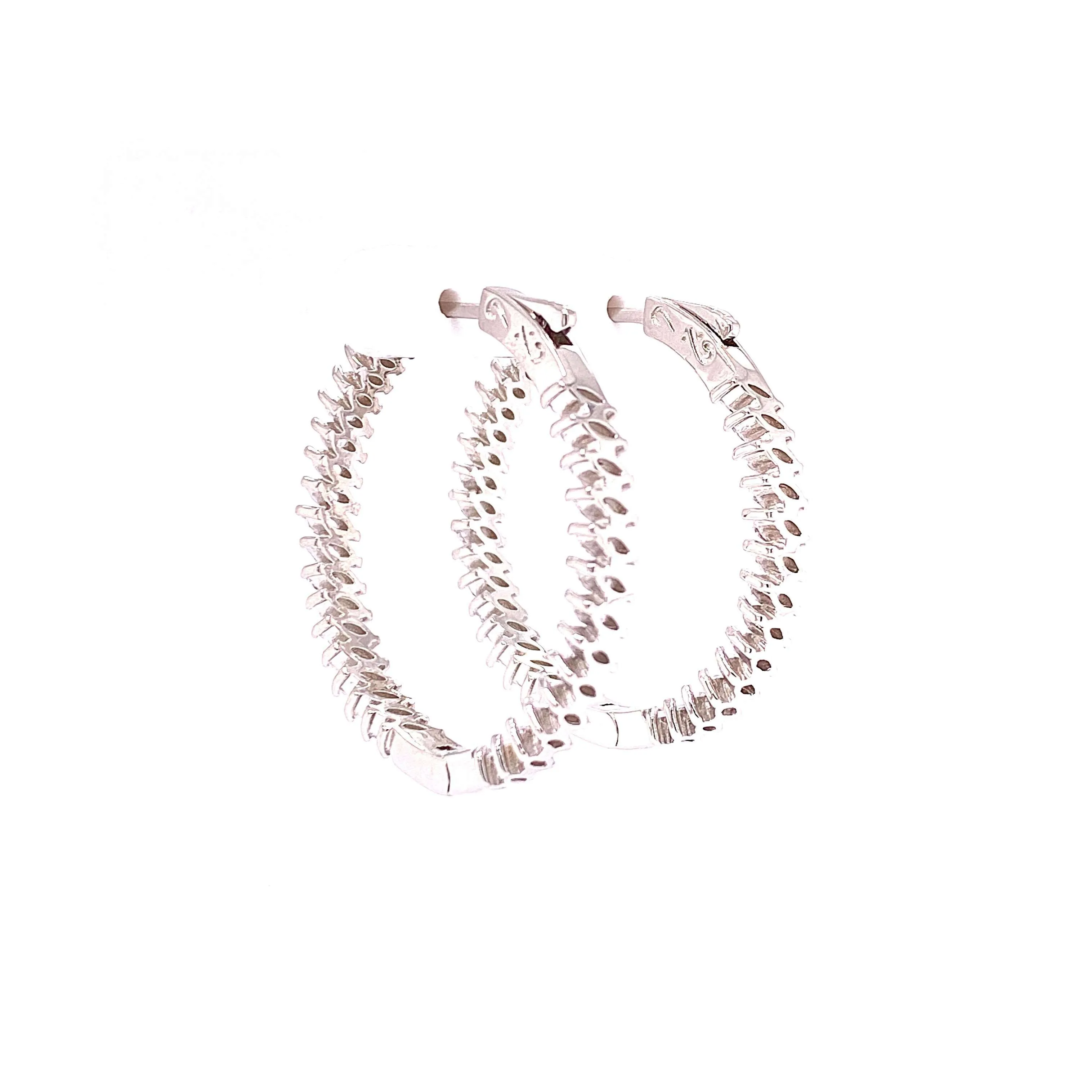 Large Hoop Earrings With Marquise Stone Design