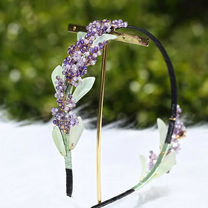 Lavender and Jade Dainty Crystal Headband