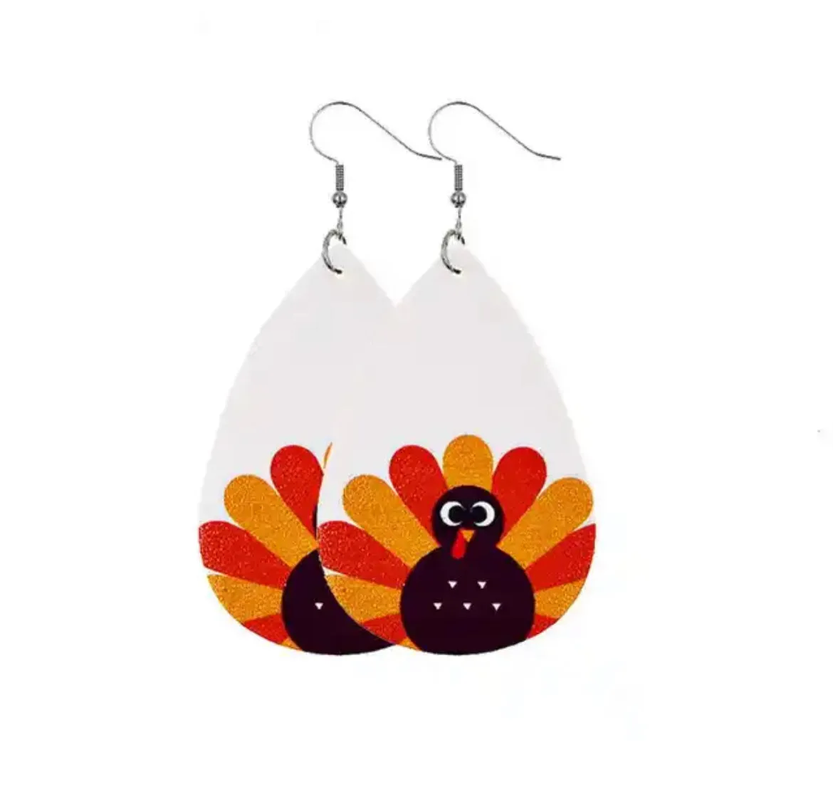 Leather Turkey Drop Earrings