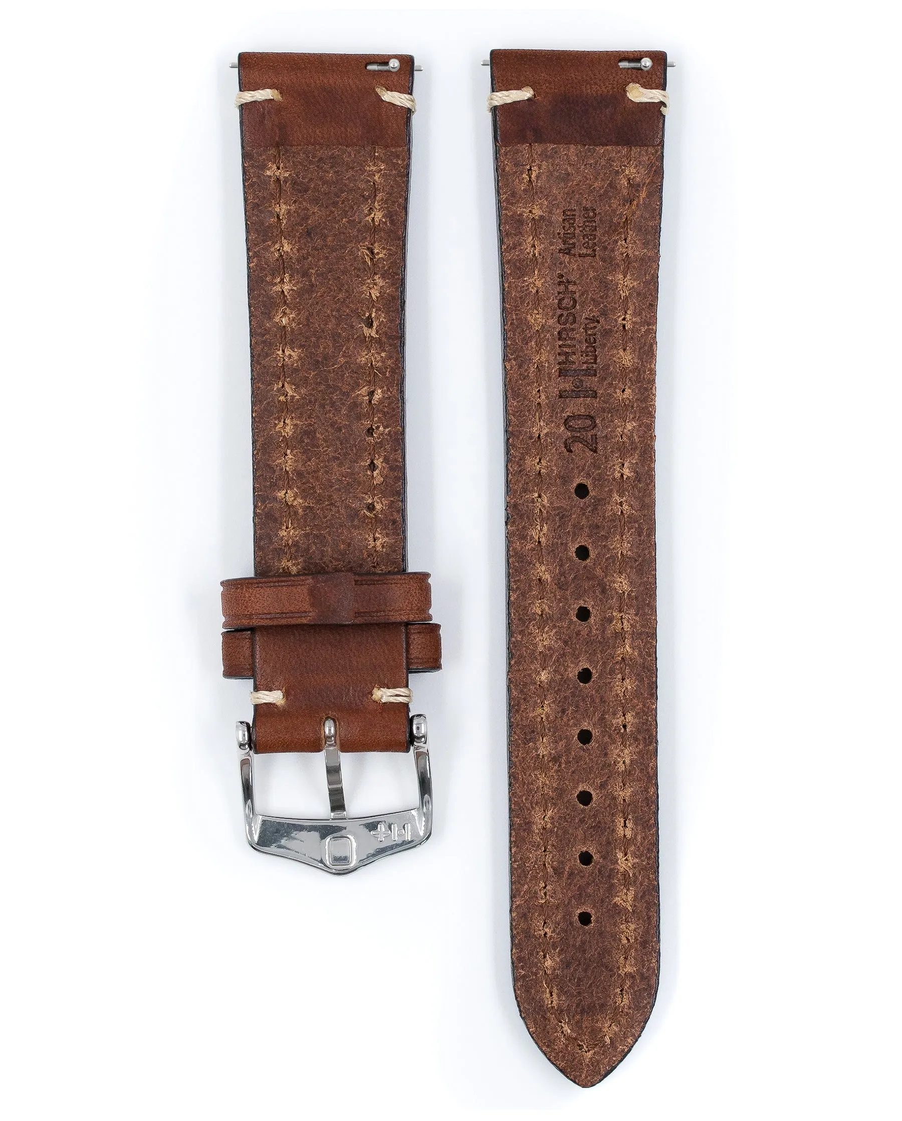 Long HIRSCH LIBERTY Saddle Leather Watch Band  1092 02