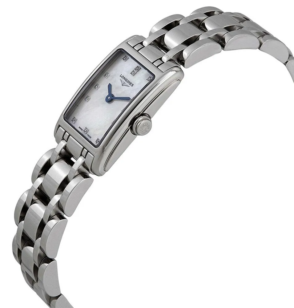 Longines DolceVita Stainless Steel Mother-Of-Pearl Dial Diamonds Rectangle Quartz Womens Watch L5.258.4.87.6