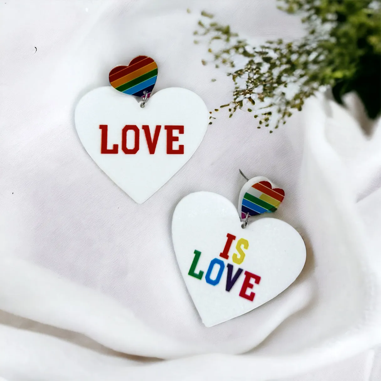 Love is Love Earrings - Rainbow Rhinestones, PRIDE Earrings, Rainbow Earrings, Pride Accessories, LGBTQ