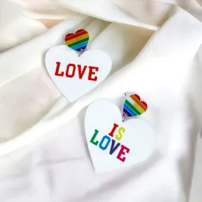 Love is Love Earrings - Rainbow Rhinestones, PRIDE Earrings, Rainbow Earrings, Pride Accessories, LGBTQ