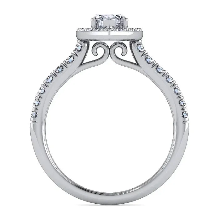 Lyla - 14K White Gold Marquise Halo Diamond Engagement Ring