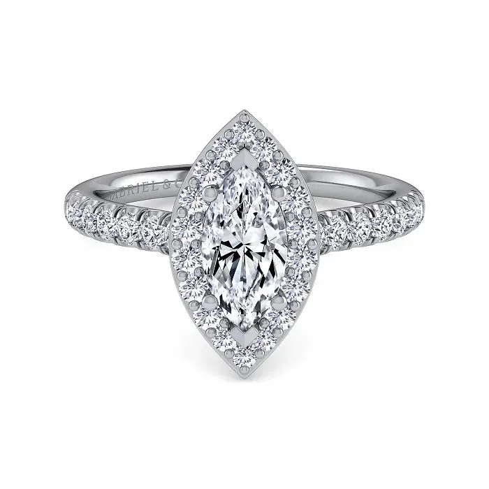 Lyla - 14K White Gold Marquise Halo Diamond Engagement Ring