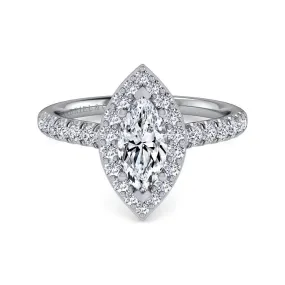 Lyla - 14K White Gold Marquise Halo Diamond Engagement Ring