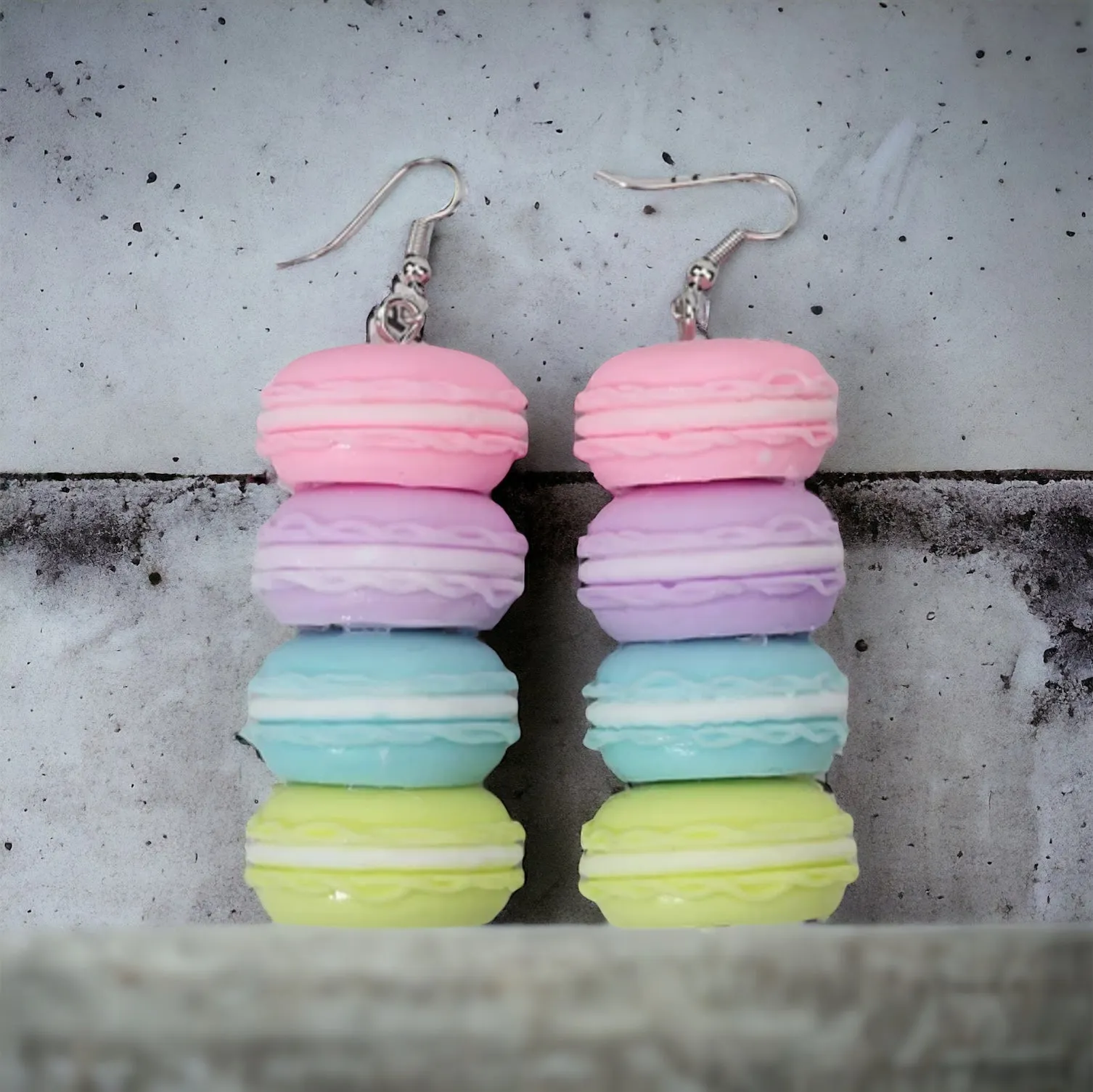 Macaroon Earrings - Macaroon Jewelry, Handmade Earrings, Cookie Earrings, Stacked Macaroons, Food Earrings, Macaroon Accessories