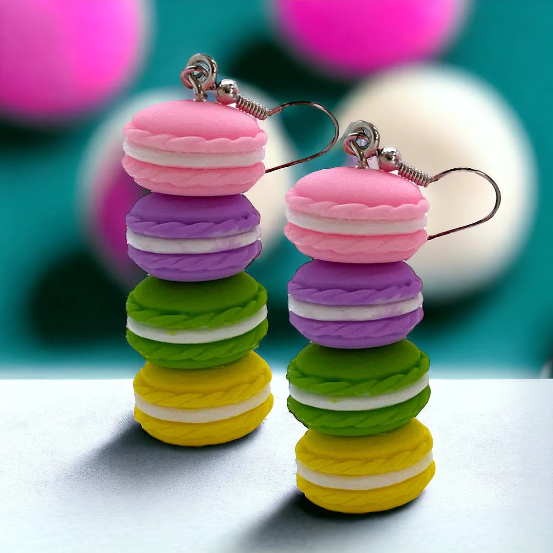 Macaroon Earrings - Macaroon Jewelry, Handmade Earrings, Cookie Earrings, Stacked Macaroons, Food Earrings, Macaroon Accessories