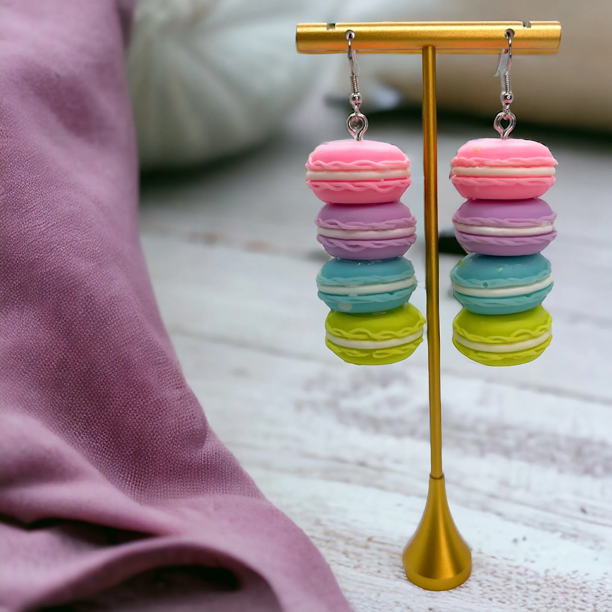 Macaroon Earrings - Macaroon Jewelry, Handmade Earrings, Cookie Earrings, Stacked Macaroons, Food Earrings, Macaroon Accessories