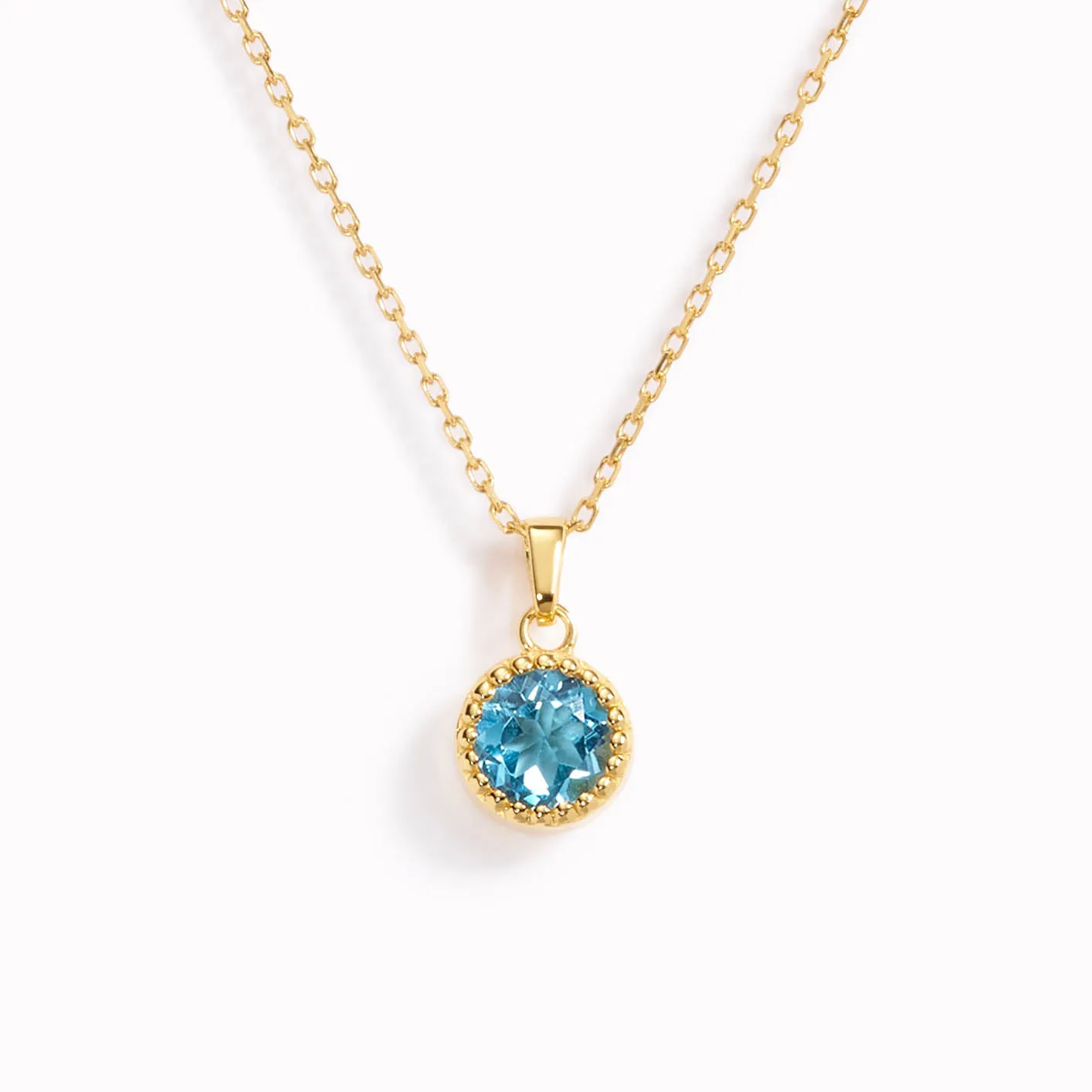 March Birthstone Necklace - Swiss Blue Topaz