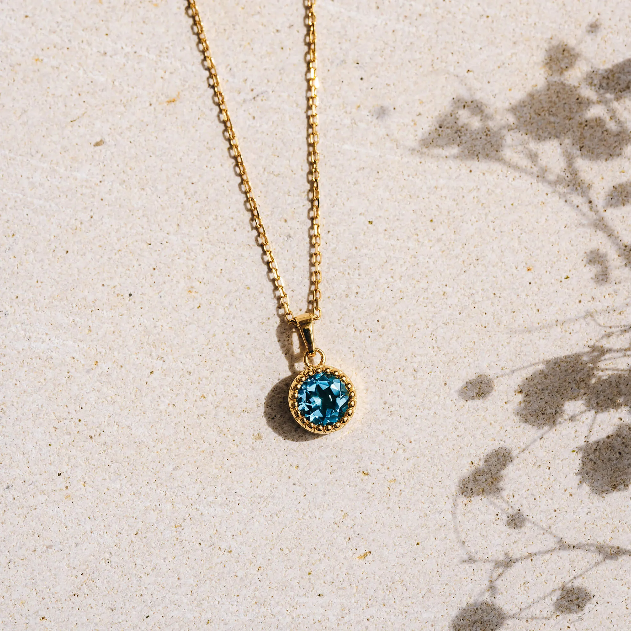 March Birthstone Necklace - Swiss Blue Topaz