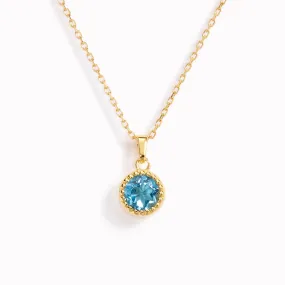 March Birthstone Necklace - Swiss Blue Topaz