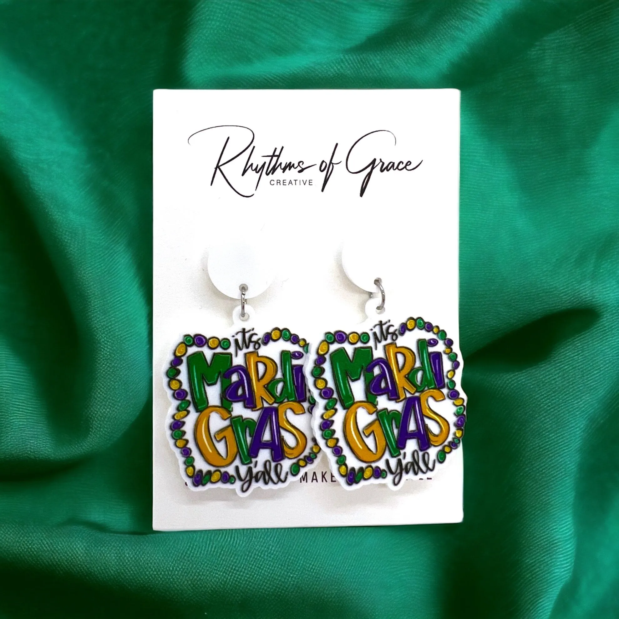 Mardi Gras Earrings - Purple Green Gold, Mardi Gras Mask, New Orleans, Mardi Gras Squad, Mardi Gras Accessories, Mardi Gras Accessories