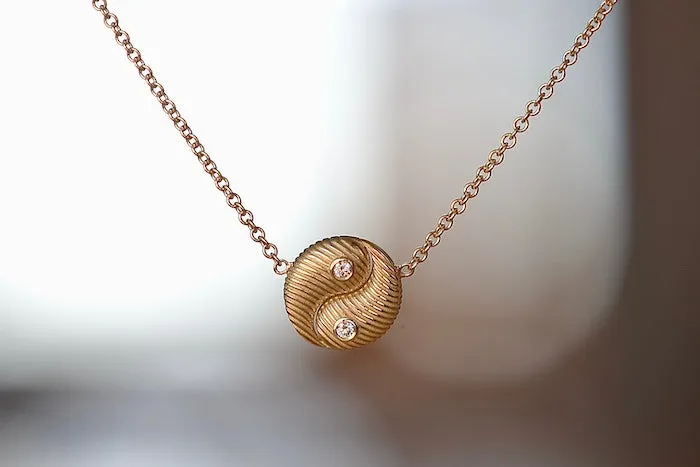 Mini All Gold Yin Yang Pendant with Diamonds