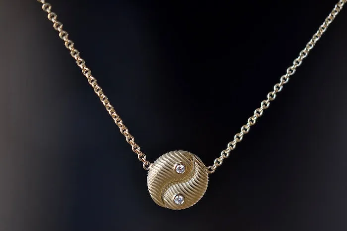 Mini All Gold Yin Yang Pendant with Diamonds