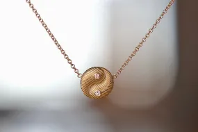 Mini All Gold Yin Yang Pendant with Diamonds