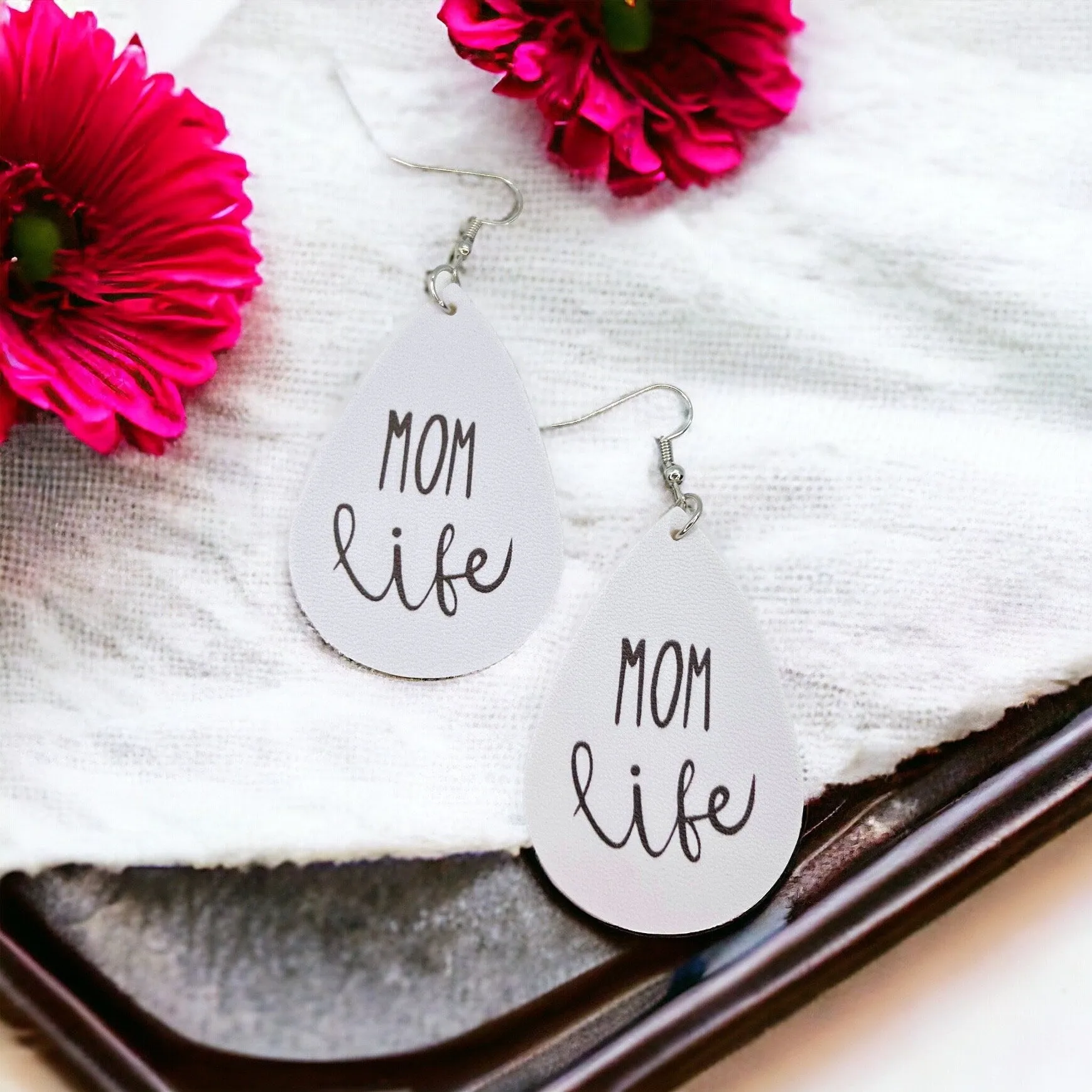 Mom Life Earrings - Handmade Earrings, Baby Shower, New Mom, Mother’s Day, Mom Earrings, Momma Earrings, Pregnancy Announcement, Messy Bun