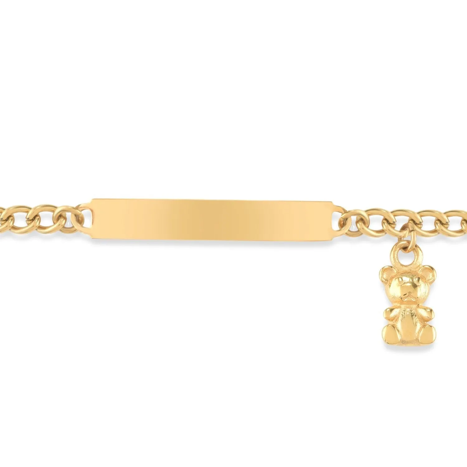 My First ID Bracelet with Plaque and Teddy Bear Charm Silver & Gold Tone