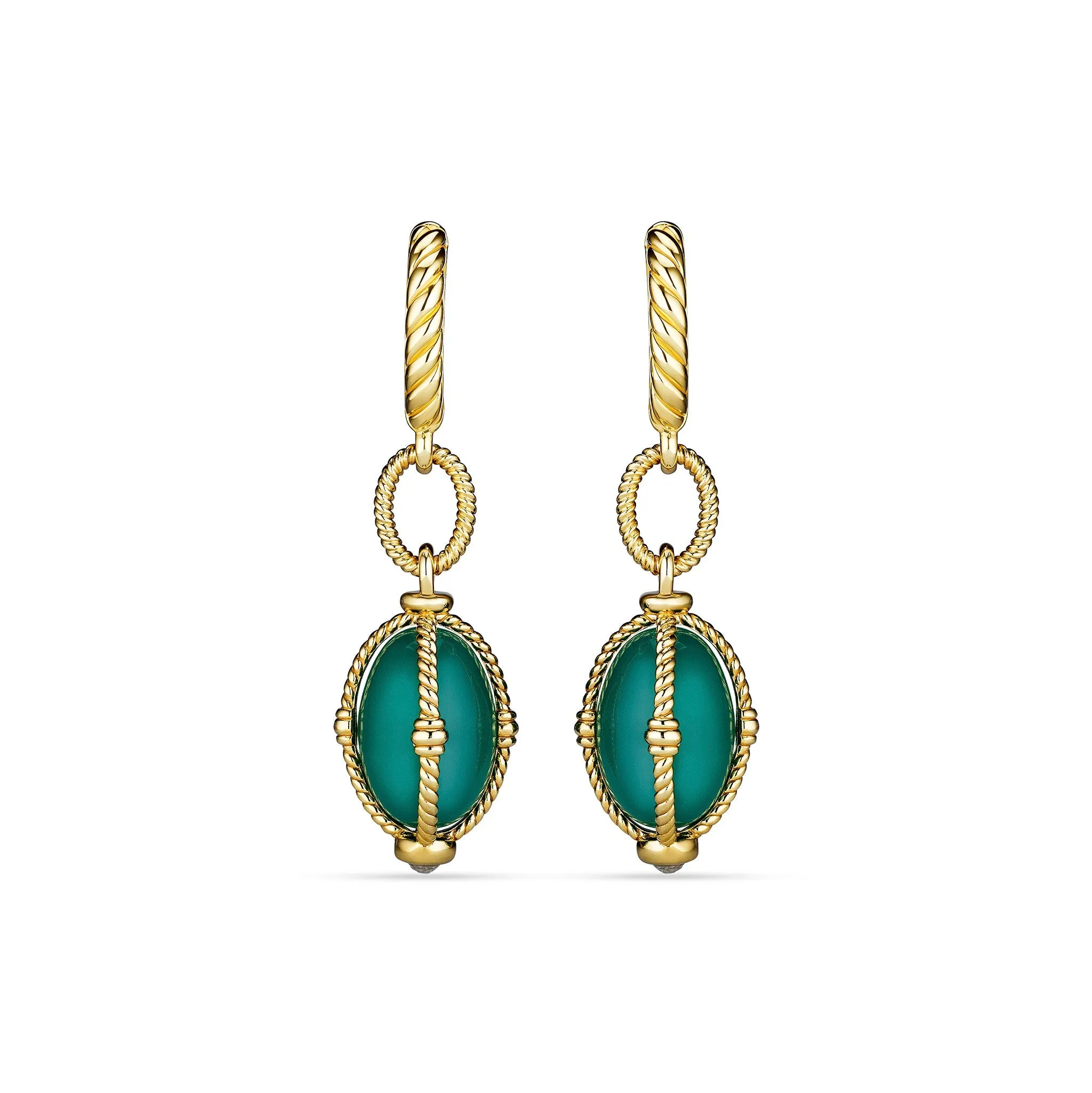 Ocean Reef Drop Earrings with Green Chalcedony in 18K Gold Vermeil