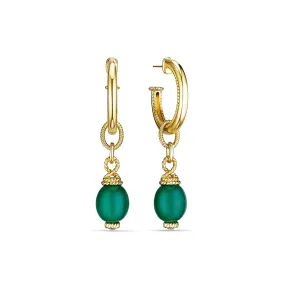 Ocean Reef Drop Hoop Earrings with Green Chalcedony in 18K Gold Vermeil