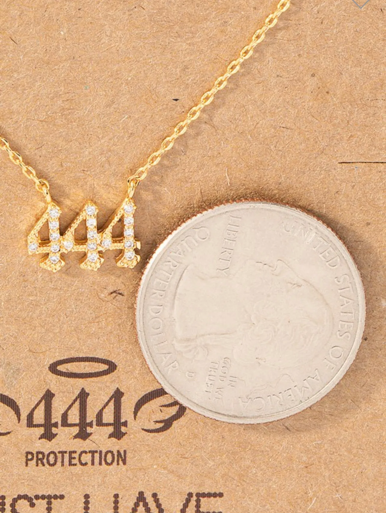 Pave 444 Angel Number Pendant Necklace