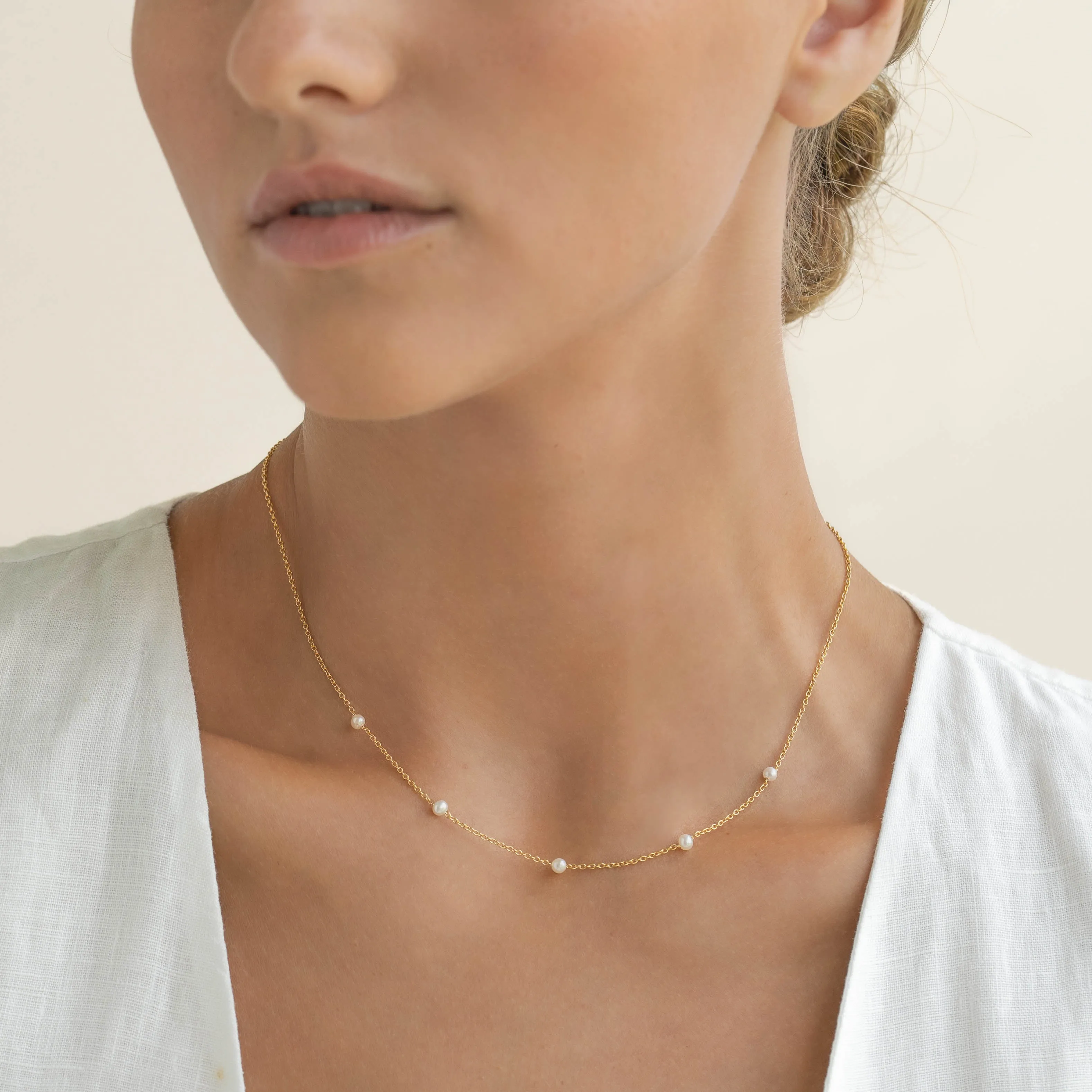 Pearl Station Necklace - Adara