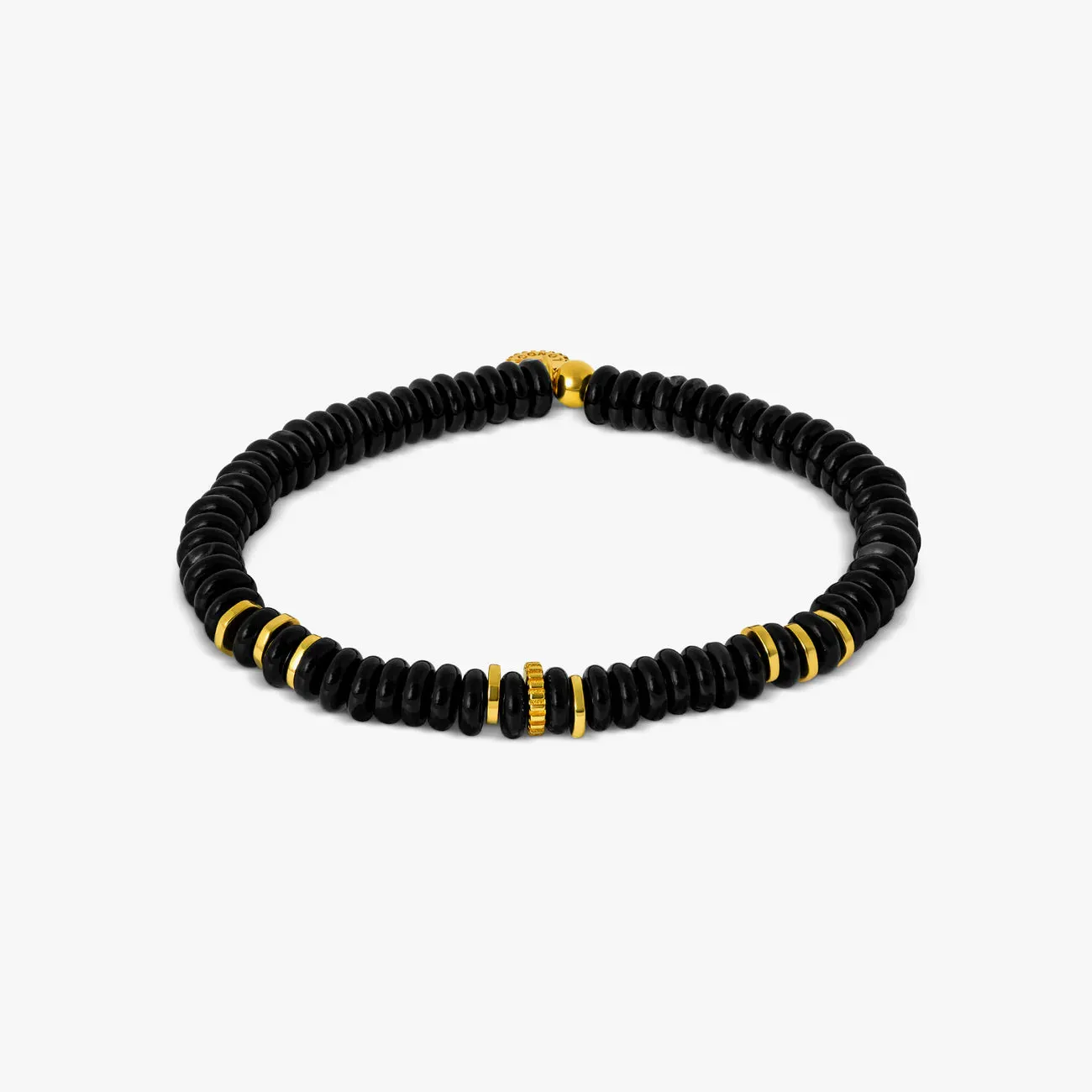 Positano Beaded Bracelet In Black With 18K Yellow Gold Plated