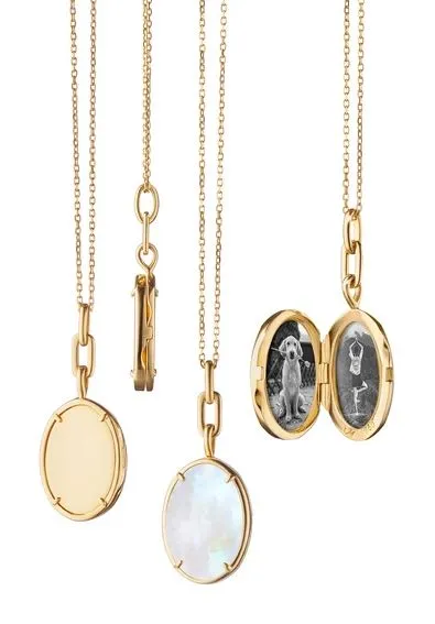 "Elle" Stone Slim 18K Yellow Gold Locket Necklace