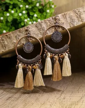 Round Tassel Drop Earrings