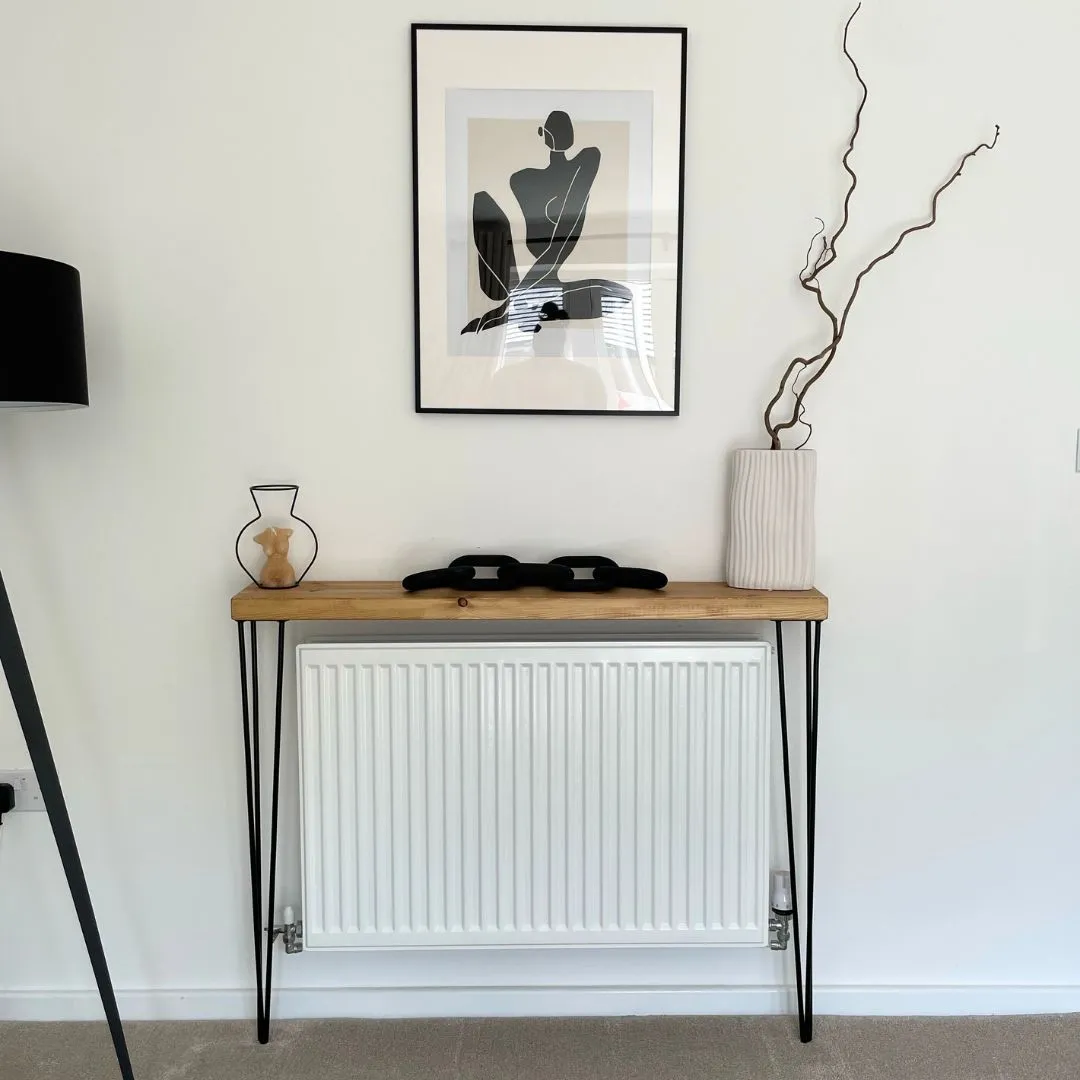 Rustic Wooden Radiator Shelf & Console Table handcrafted in the UK