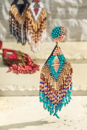 Seed Bead Dangle Drop Earrings